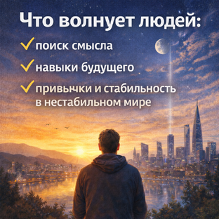 Что волнует людей:поиск смысла, навыки будущего и привычки