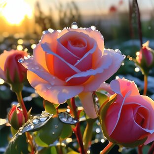 Розы, на восходе