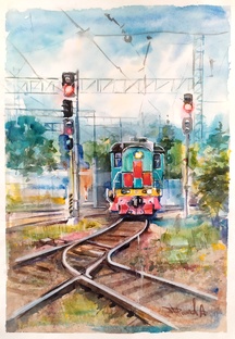 железная дорога в картинах Трошкова Алексея