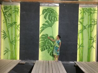 Цикл уроков барельеф Бамбуки и листья Монстеры