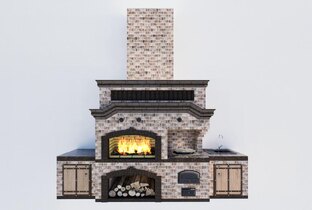 Барбекю комплекс с элементами Нео русского стиля 