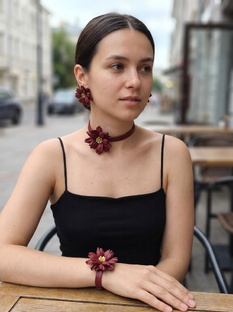 Комплект украшений из натуральной кожи Феникс