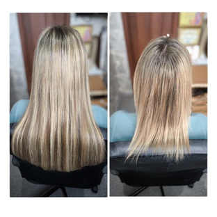 Наращивание волос с эффектом мелирование 