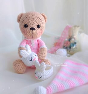 МК Вязаный мишка в пижаме 🐻