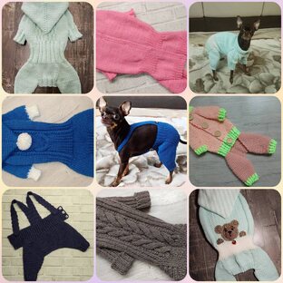 МК Комбинезоны для собак и кошек спицами и крючком