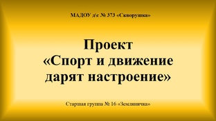 Проект "Спорт и движение дарят настроение"