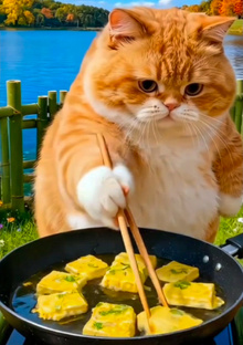 Имбирный кот готовит 