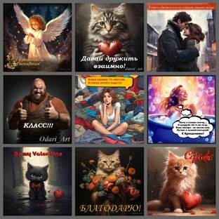 Видео с примерами открыток, картинок от нейросети