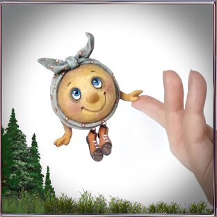 МК "колобок". Ёлочная ватная игрушка. 