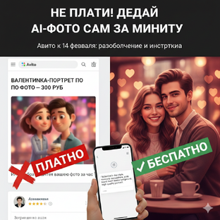 Не платите за «ИИ-фотосессии» на Авито к 14 февраля: Инструкция, как сделать это