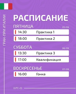 Расписание на Гран- При Италии Монца