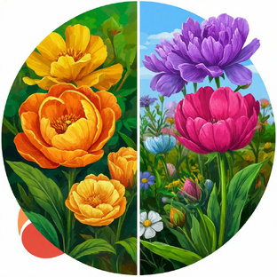 Сравнение цветов в саду