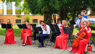 Классическая музыка звучала в парке, оркестры играли этюды. 