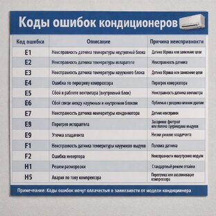 Коды ошибок кондиционеров