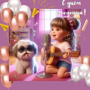 Красивые открытки с пожеланиями "С Днем Рождения" для девочки.