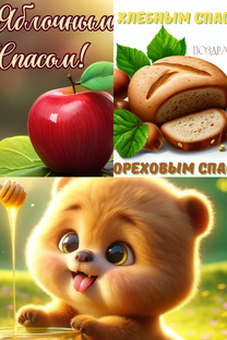 Открытки "Медовым Спас", " Яблочный Спас", " Хлебный, Ореховый Спас"