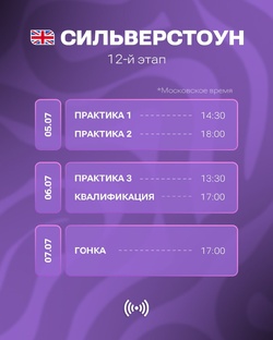 Расписание уик-энда на Гран-При Великобритании Сильверстоун