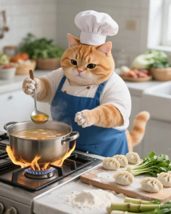 Имбирный кот повар 