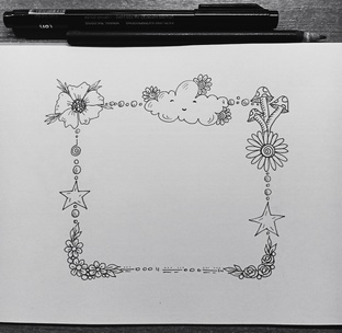 декоративная рамочка/на бумаге/ рисунок/линер/ручка