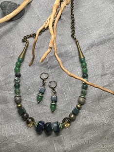 Комплект из Агата на цепи 