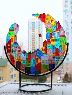 Картины, панно, витражи из цветного стекла, фьюзинг 