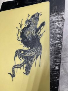 Отработка тату на искусственной коже