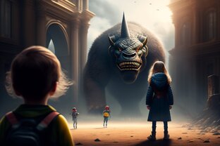 Девочка Алиса и маленький Монстр Макс