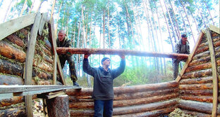 Постройка зимовья в Сибирской Тайге