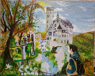 Картина"Замок в Германии осенью"