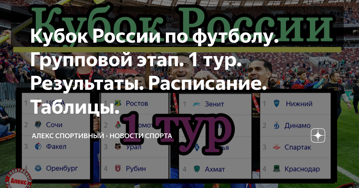 Кубок России по футболу. Групповой этап. 1 тур. Результаты. Расписание ...