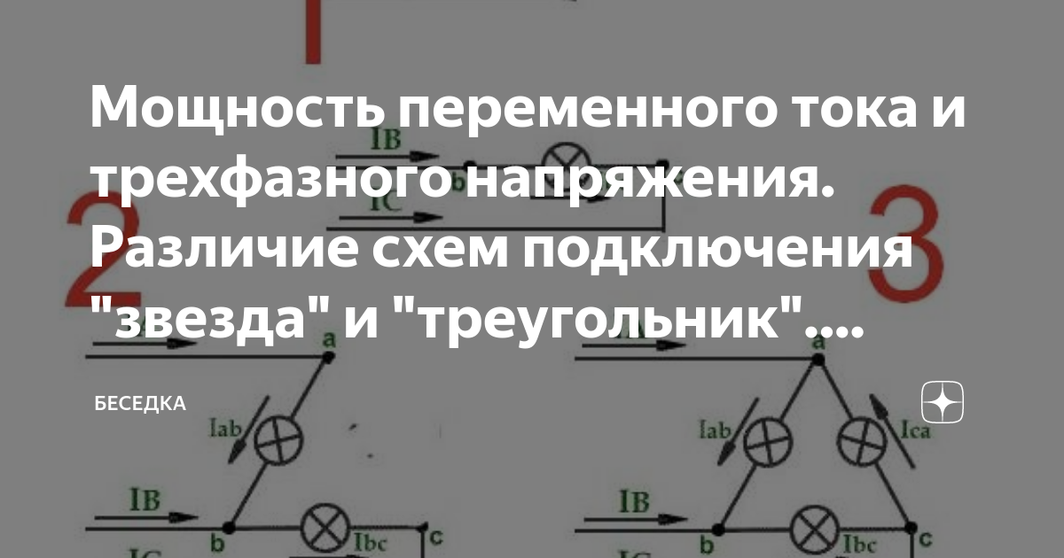 Мощность переменного тока и трехфазного напряжения. Различие схем ...