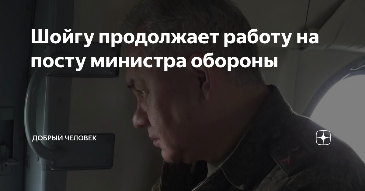 Шойгу продолжает работу на посту министра обороны | Добрый человек | Дзен