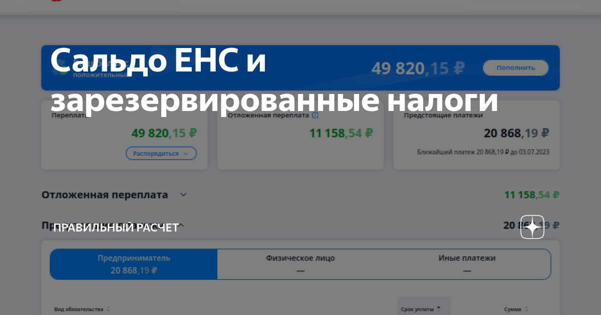 Как читать енс. Пополнение енс. сальдо енс в личном кабинете налогоплательщика что это значит.