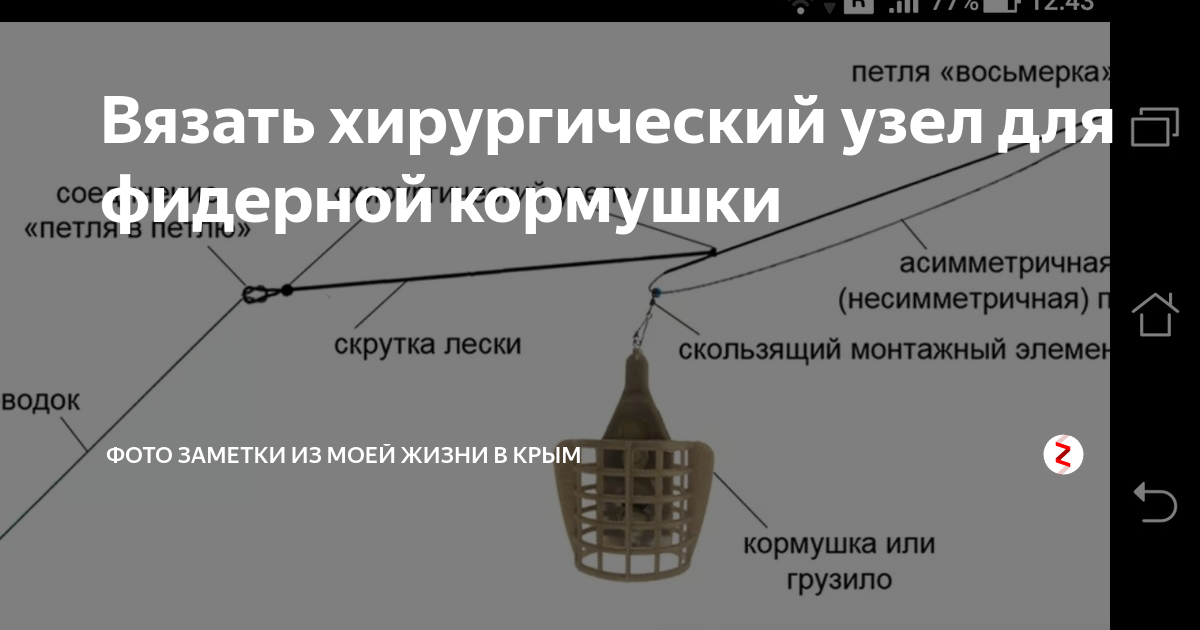 Как вязать хирургический узел для фидера схема