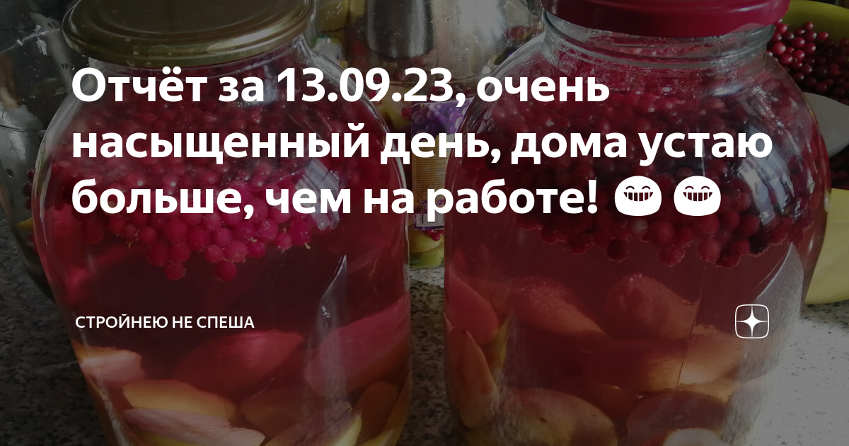 Отчёт за 13.09.23, очень насыщенный день, дома устаю больше, чем на ...