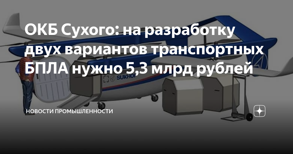 ОКБ Сухого: на разработку двух вариантов транспортных БПЛА нужно 5,3 ...