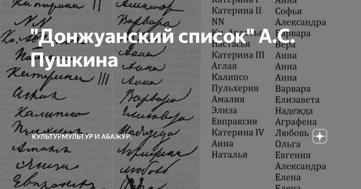 Его донжуанский список. Его донжуанский список