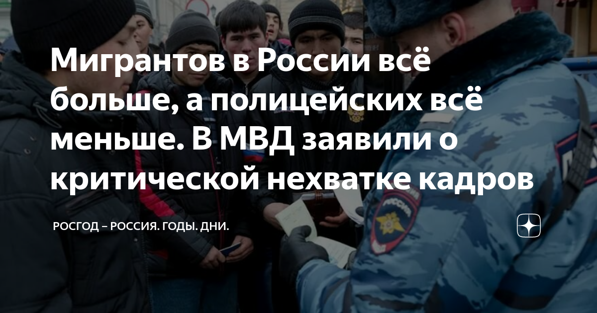 Мигрантов в России всё больше, а полицейских всё меньше. В МВД заявили ...