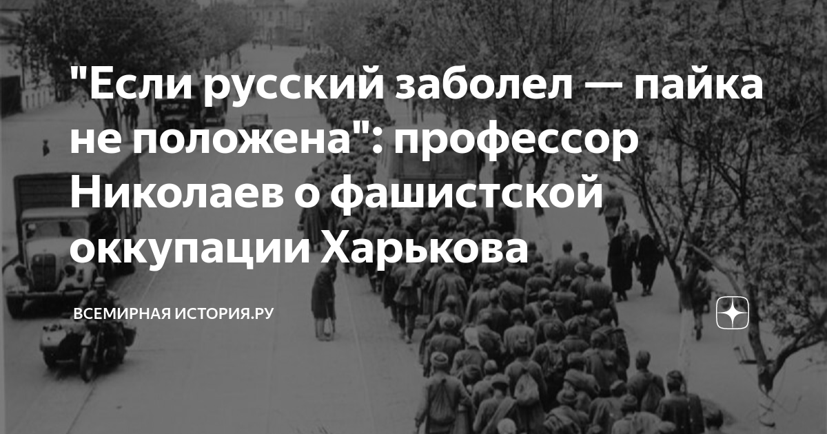 "Если русский заболел — пайка не положена": профессор Николаев о ...