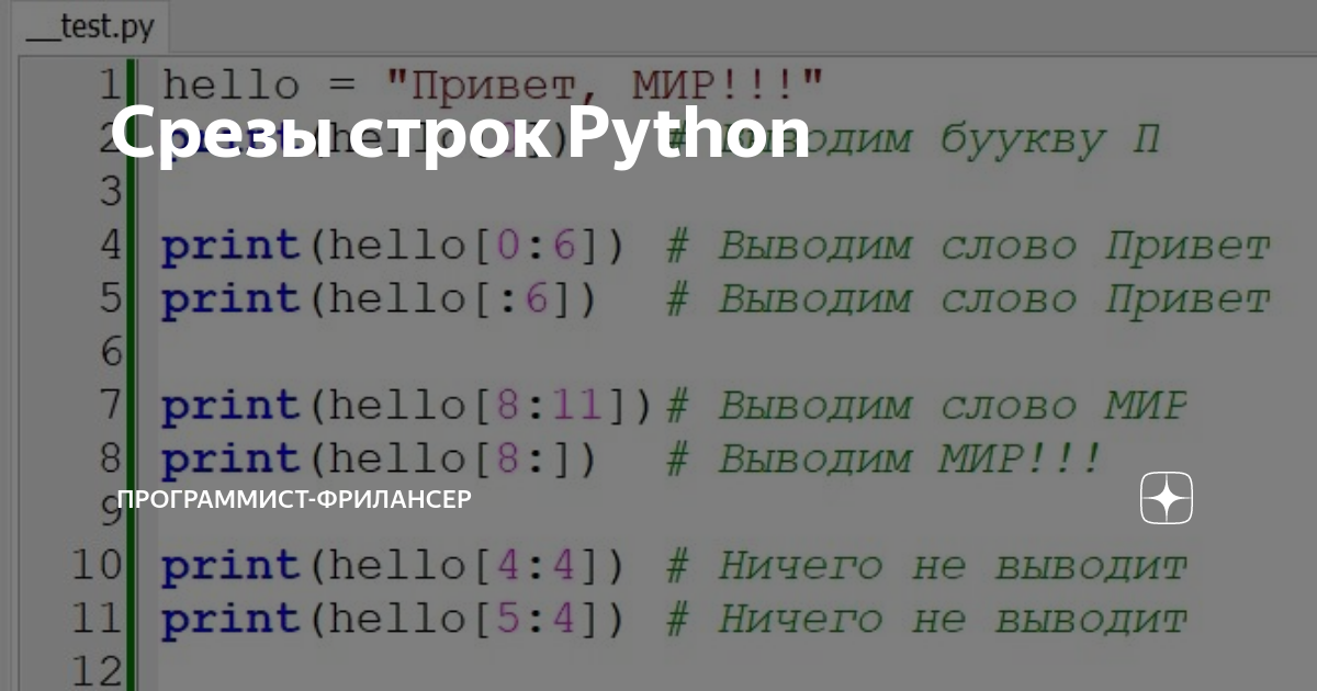 Срезы строк Python | Программист-фрилансер | Дзен