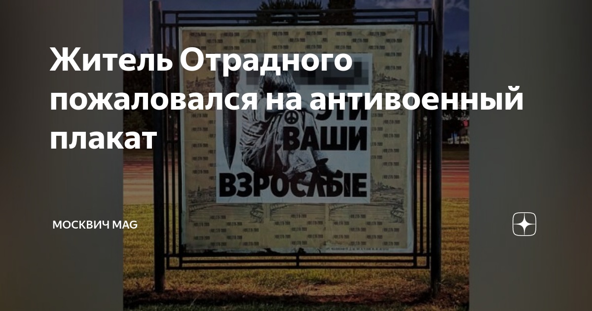 Житель Отрадного пожаловался на антивоенный плакат | Москвич Mag | Дзен