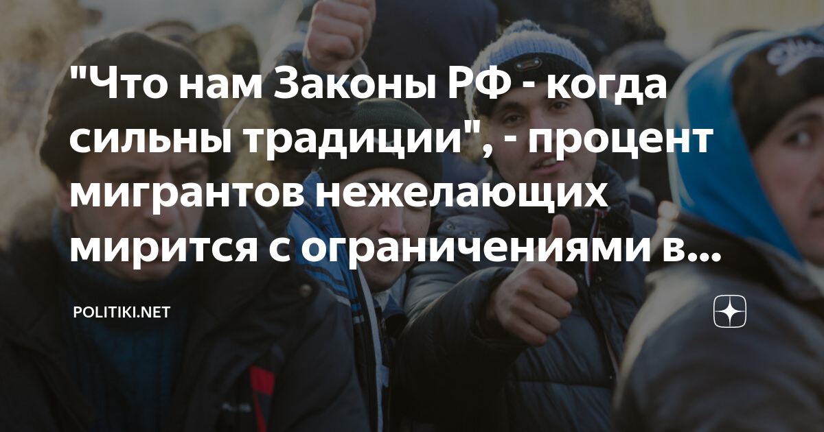 "Что нам Законы РФ - когда сильны традиции", - процент мигрантов ...