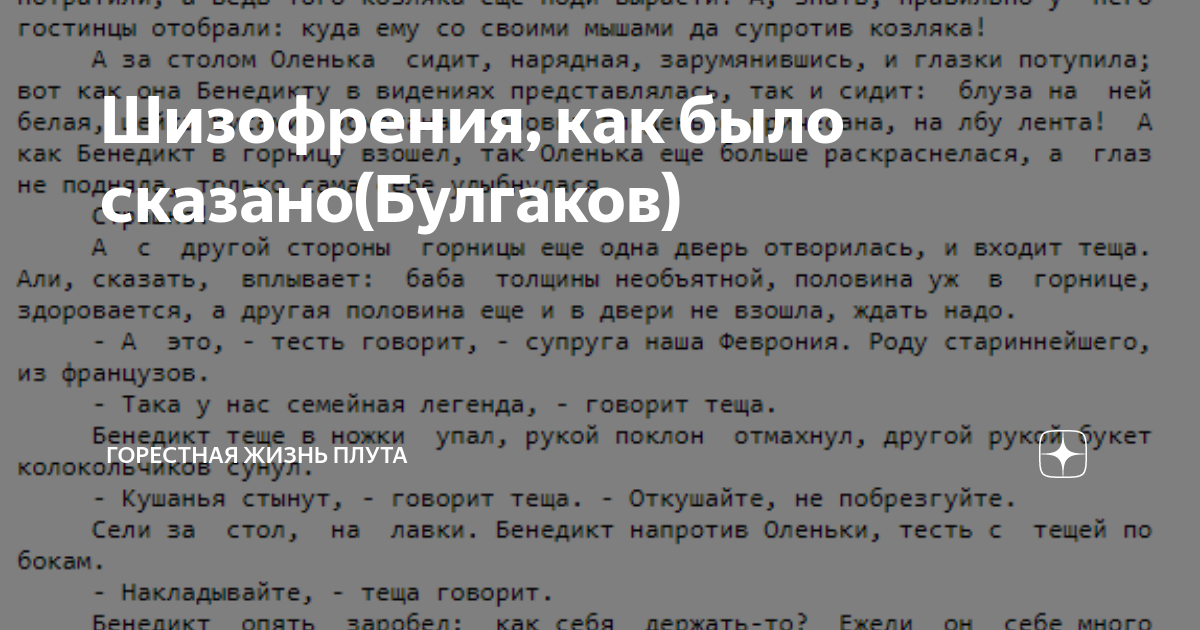 Шизофрения, как было сказано(Булгаков) | Горестная Жизнь Плута | Дзен