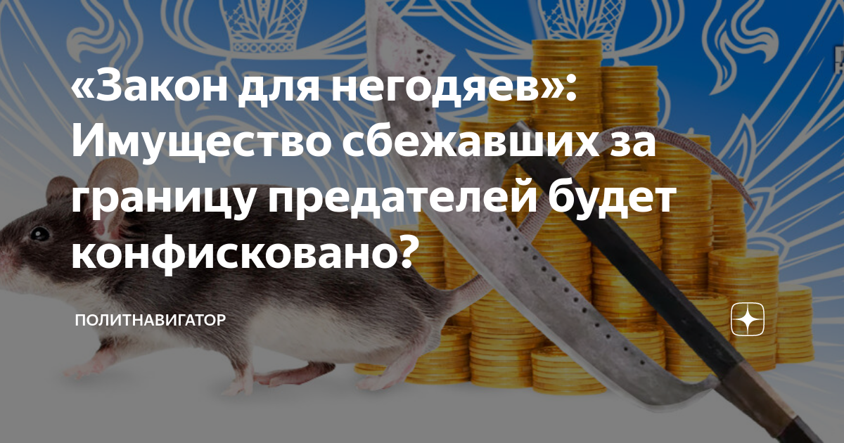 «Закон для негодяев»: Имущество сбежавших за границу предателей будет ...