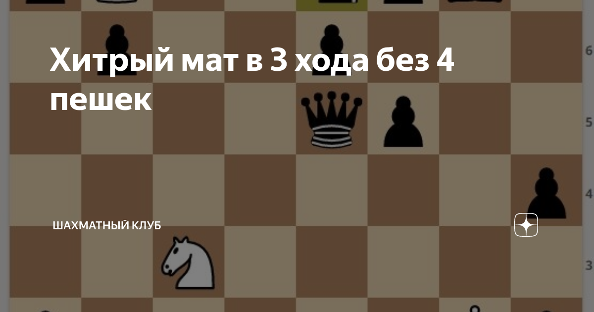 Хитрый мат в 3 хода без 4 пешек | Клуб шахматистов | Дзен