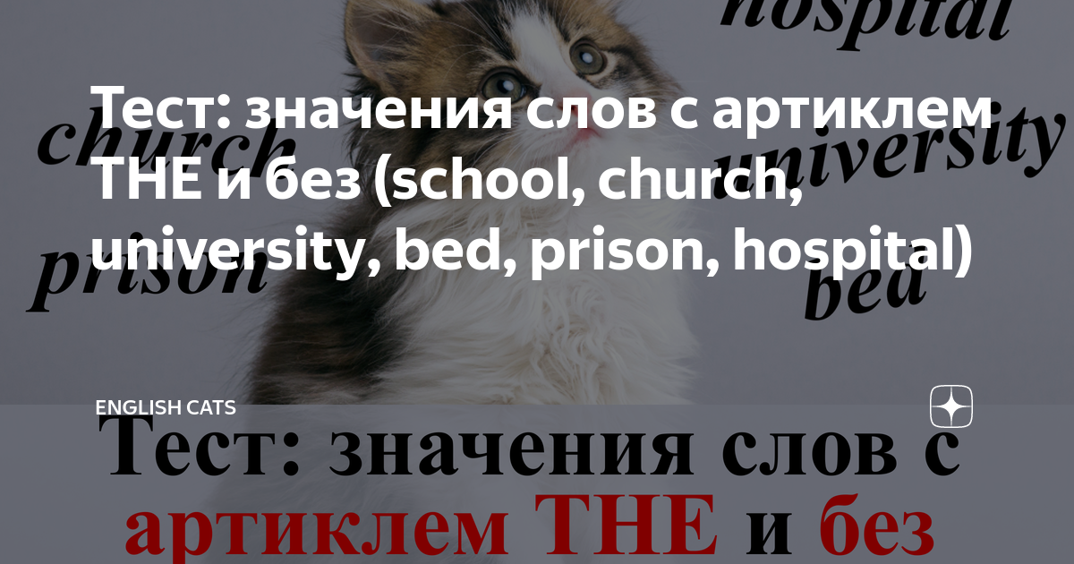 Тест: значения слов с артиклем THE и без (school, church, university ...