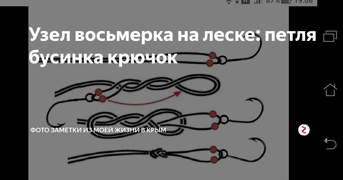 УЗЕЛ ВОСЬМЕРКА как привязать крючок, поводок, вертлюжок, карабин, застежку - Смо