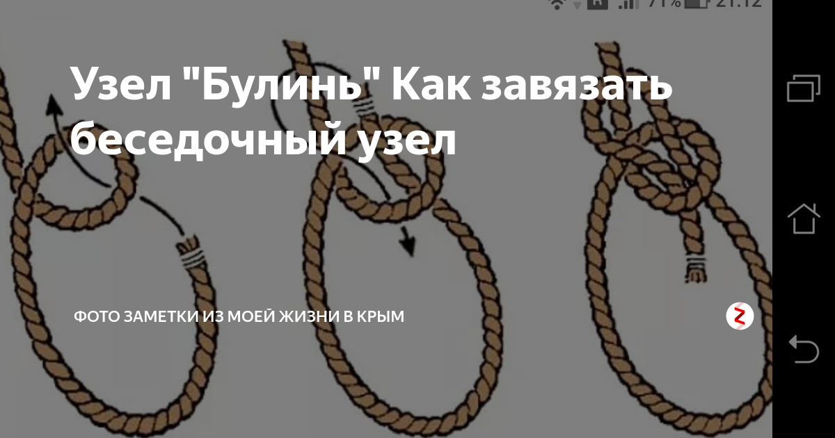 Как завязать беседочный узел Вязание узла булинь