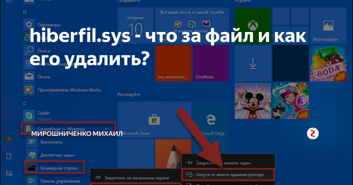как удалить файл гибернации в виндовс