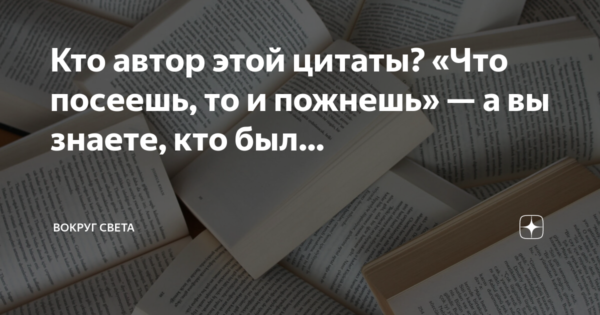 «Что посеешь, то и пожнёшь»…